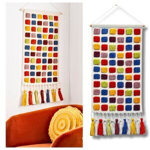 Unique Boho Mod Max Tufted Geometric Dot Colorful Wall Hanging Tapestry DEAL NEW